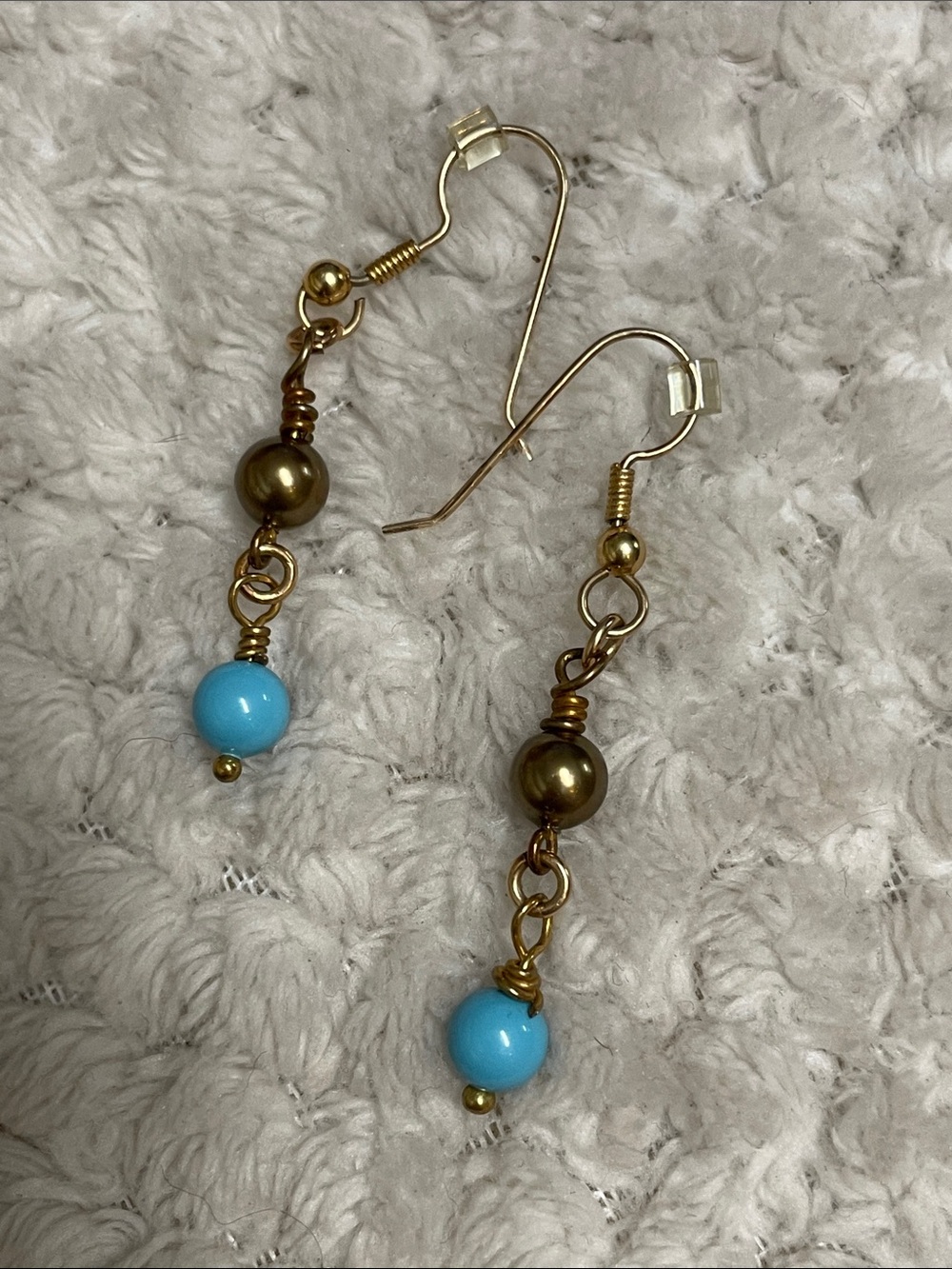 Gold Turquoise Beaded earrings